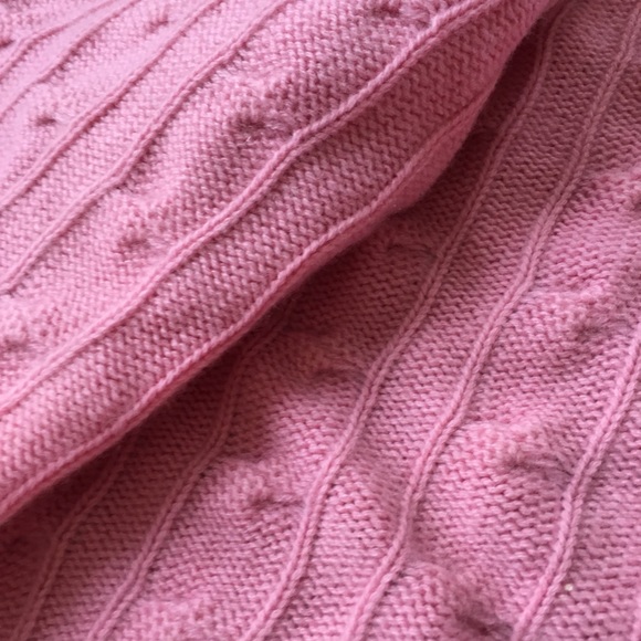 LXRI Pink Cable Knit Cashmere Cardigan Petite Medium - Picture 5 of 7